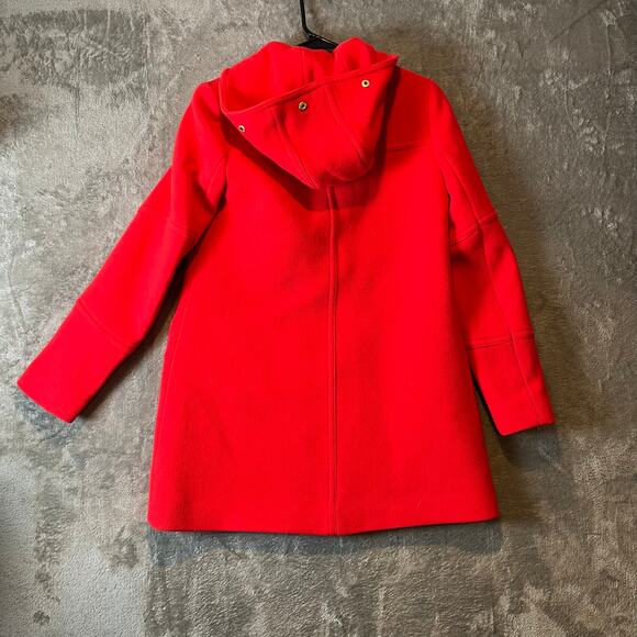 J. Crew Chateau Sz 0 Parka Italian Wool Stadium Cloth Coat Bright Red Women's‎ - Picture 5 of 8